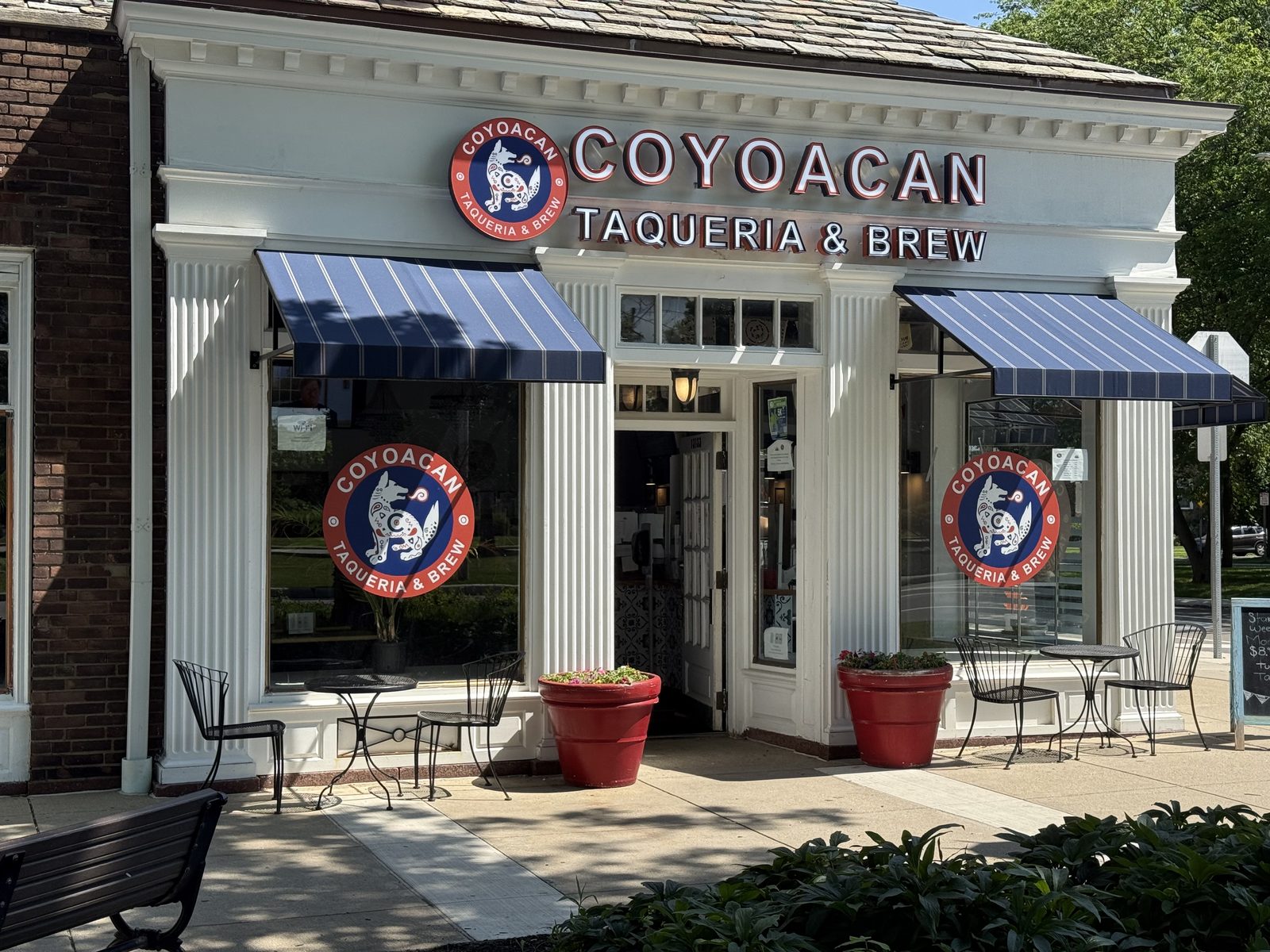 Coyoacan Taqueria & Brew storefront at Shaker Square, Cleveland